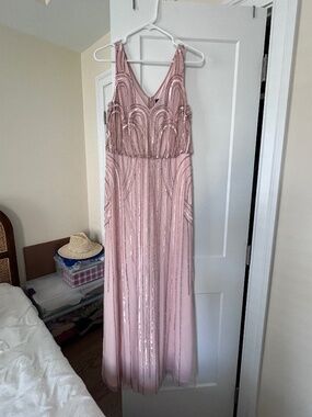 Adrianna Papell Beaded Blush Dress
